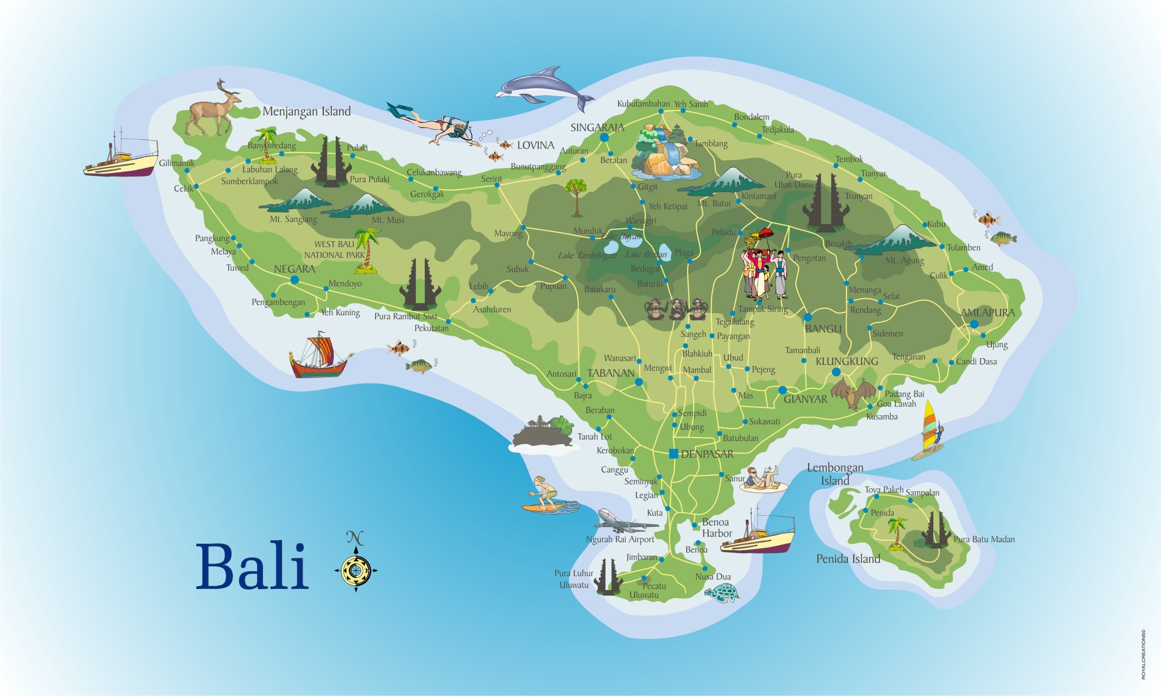 Карта остров бали где находится. Остров Бали Индонезия на карте. Остров Бали карта острова. Бали карта для туристам. Карта Бали с достопримечательностями.